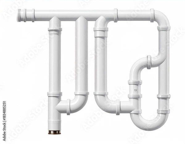 Fototapeta White pipes form angular, abstract structure