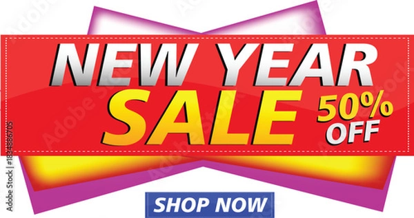 Obraz End of Year sale offer banner or poster template. stock clearance background. end of year banner template design for web or social media, Sale special offer.