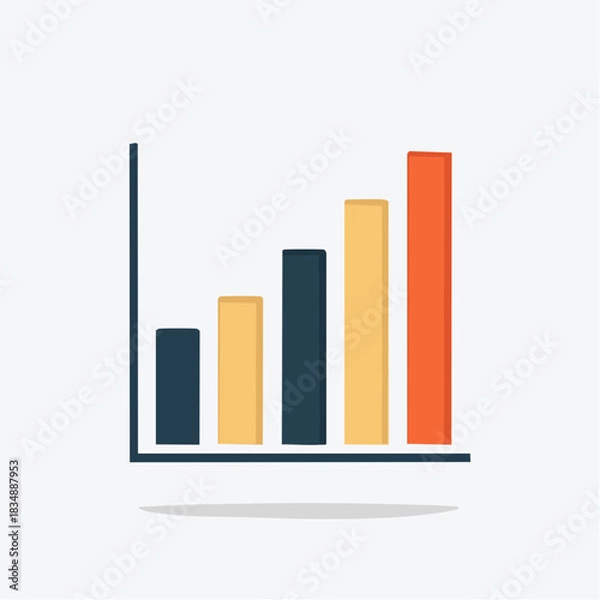 Obraz A bar chart showing growth or progress with multiple colored bars on a light background.