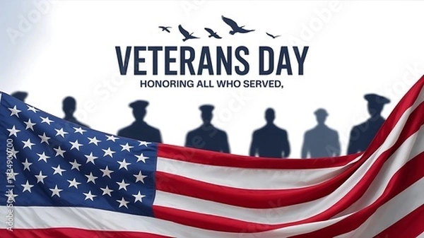 Obraz Veterans day graphic honoring all who served with american flag