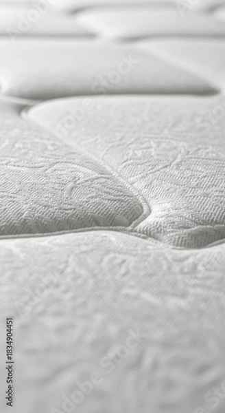 Obraz Close-up perspective showcasing the pristine white mattress surface details and texture