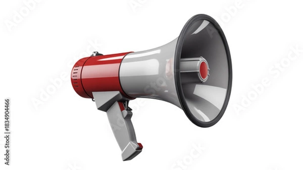 Fototapeta Red and silver megaphone isolated on transparent background