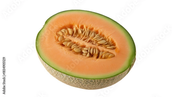 Fototapeta Half cantaloupe melon isolated on transparent background