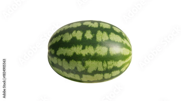 Fototapeta Whole ripe watermelon isolated on transparent background