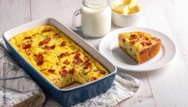 Obraz Savory baked egg casserole dish scene
