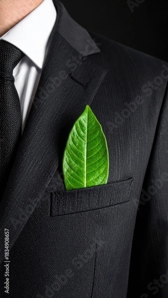 Obraz Suit jacket with green leaf in pocket