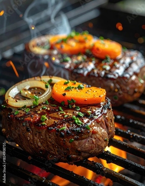 Obraz Grilled steak with veggie garnish