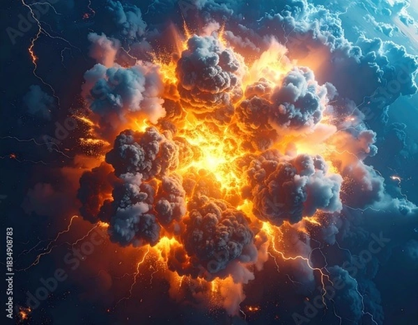 Obraz Fiery explosion in a stormy sky