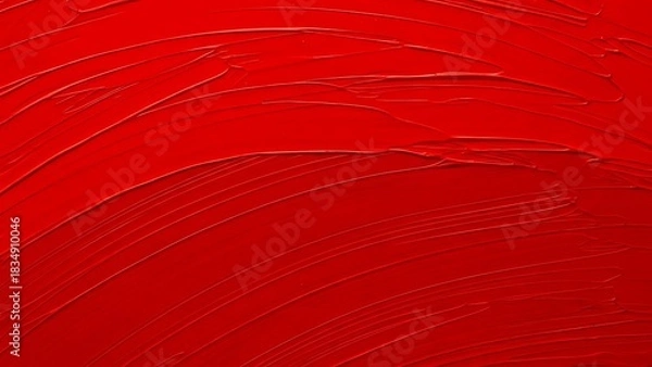 Obraz Bright Red Paint Brushstroke on White Paper Close-Up, Bold Horizontal Red Paint Stroke Artistic Texture Illustration