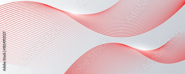 Fototapeta Red stripes on a white background. Creative line art. Red waves with lines. Curved wavy line, smooth stripe. eps10