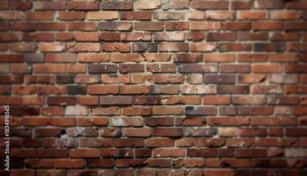 Fototapeta Natural red brick wall with raw, imperfect texture for rustic and earthy visual themes.