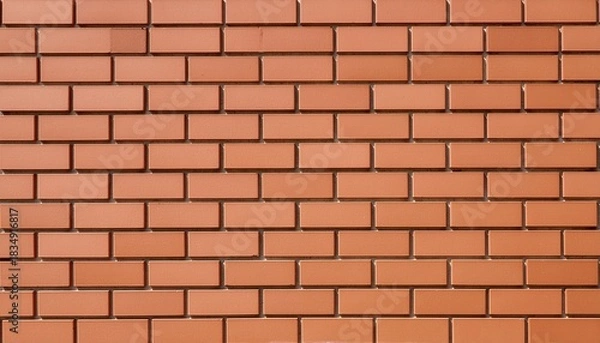 Fototapeta Terracotta brick wall with warm clay tones and rustic texture for architectural backgrounds.