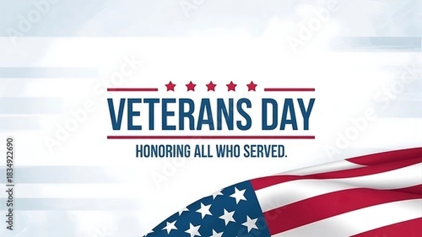 Obraz Veterans day graphic honoring all who served with american flag detail