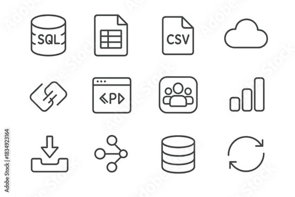 Obraz Icons file cloud vector api excel icon integration scraper data database