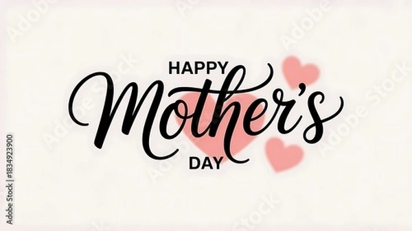 Obraz Happy mothers day calligraphy text design with pink heart accent