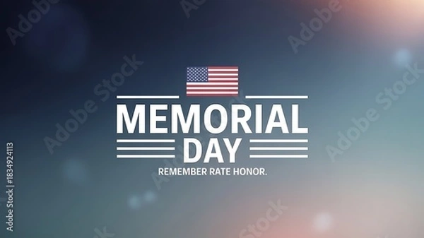 Obraz Memorial day graphic with american flag and solemn background design
