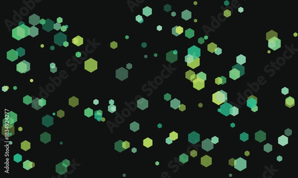 Fototapeta Abstract Green Hexagon Pattern on Black Background Modern Geometric Design Backdrop
