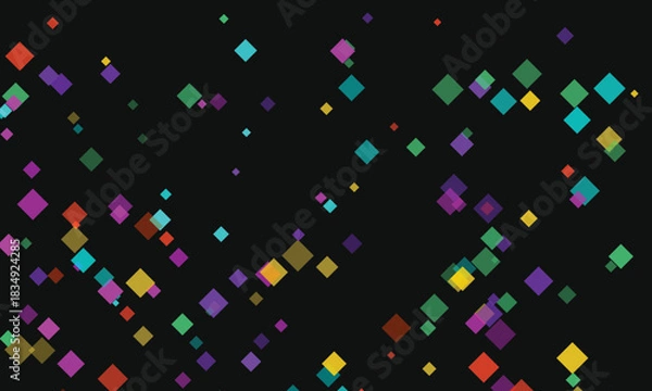 Fototapeta Colorful Diamonds Scatter on Black Background Abstract Geometric Design Pattern for Modern Backgrounds