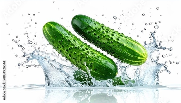 Obraz Two cucumbers splash in water
