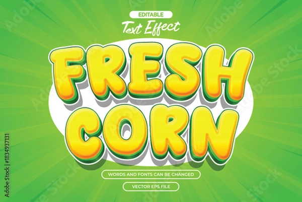Obraz Fresh corn editable text effect with cartoon text style