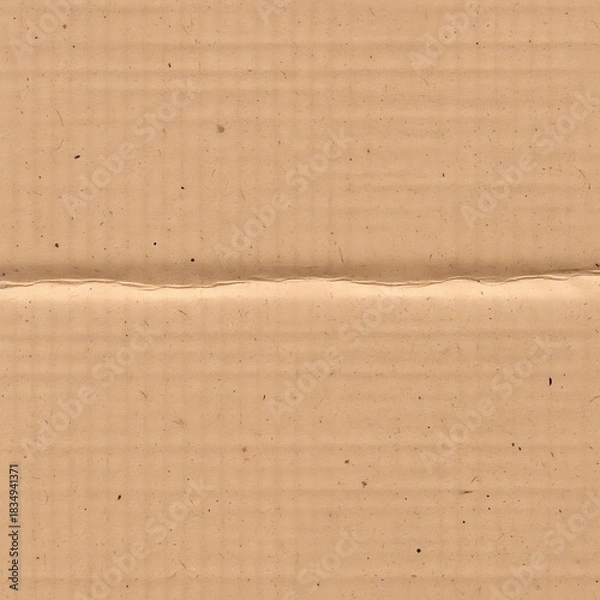Fototapeta Brown cardboard texture with a horizontal seam and flecks.