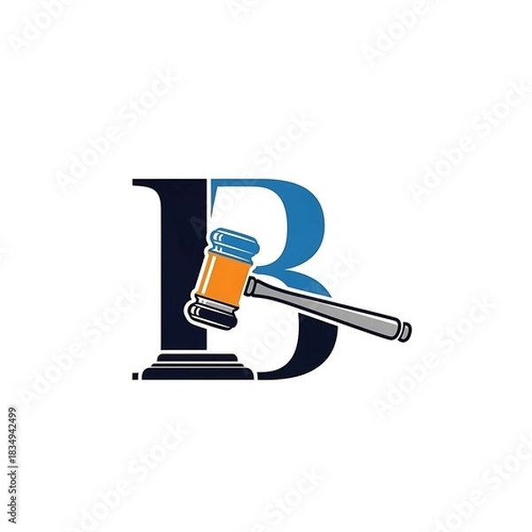 Fototapeta Gavel rests on a large letter B symbolizing justice.