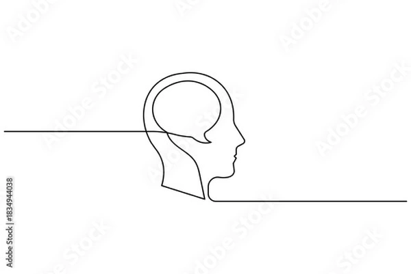 Obraz One continuous line drawing of human head with internal speech bubble