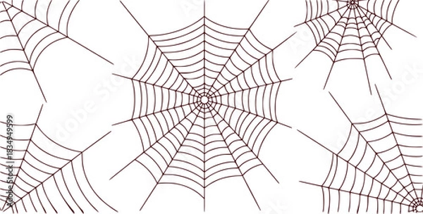 Obraz A Collection of Stylized Spider Webs on a White Background