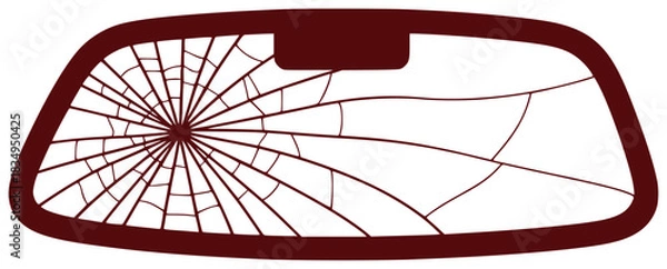 Obraz Cracked Car Windshield with Spiderweb Pattern