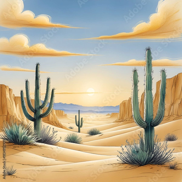 Obraz Hand drawn desert background