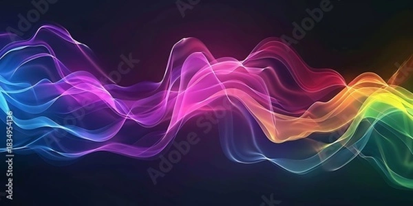 Obraz Vibrant spectrum wave of light and color flows across a dark background