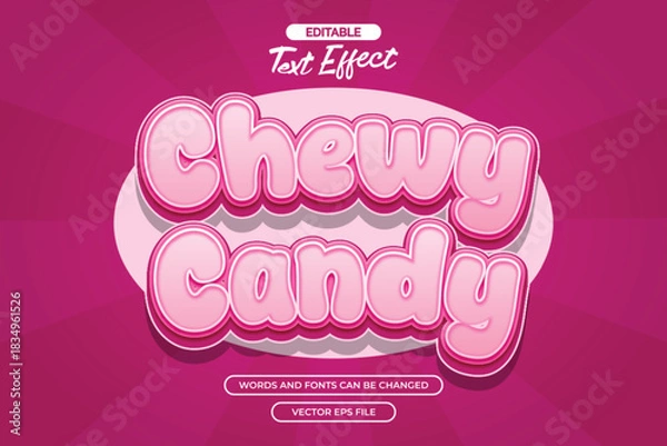 Obraz Chewy candy editable text effect with pink cute text style