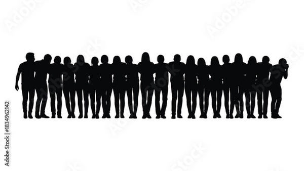 Obraz Diverse group silhouette isolated on white background, Vector