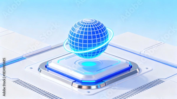 Obraz Futuristic Blue Tech Sphere 3D Display Scene