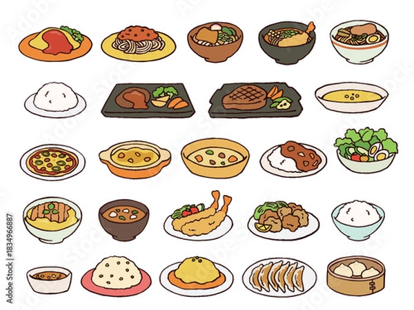 Obraz 料理・食べ物のイラスト・セット