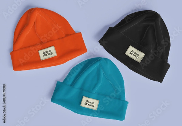 Obraz Knit Beanie With Label Mockup