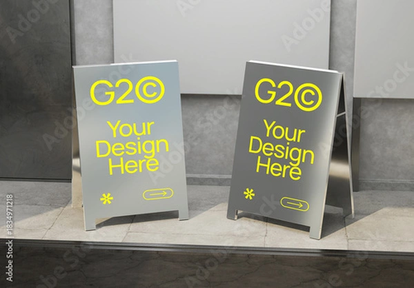 Obraz Metal Folding Signboard Mockup