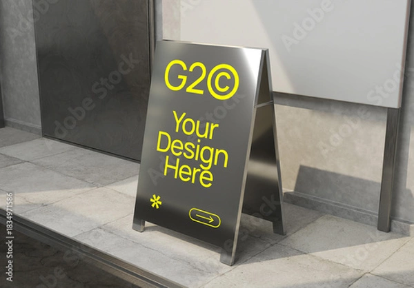 Obraz Outdoor Floor Folding Metallic Signage Mockup