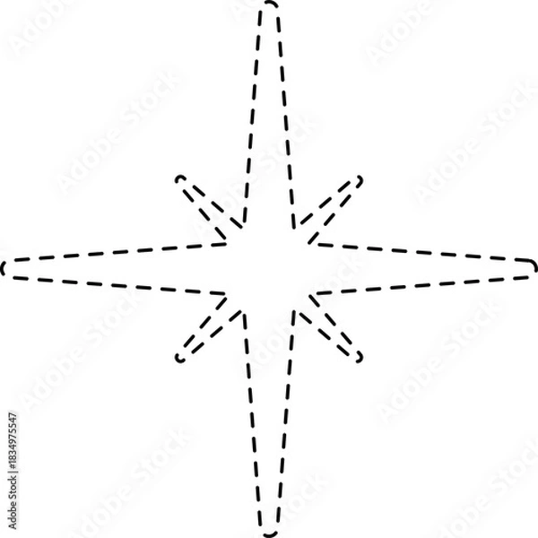 Fototapeta Star icon dashed line. Geometric element