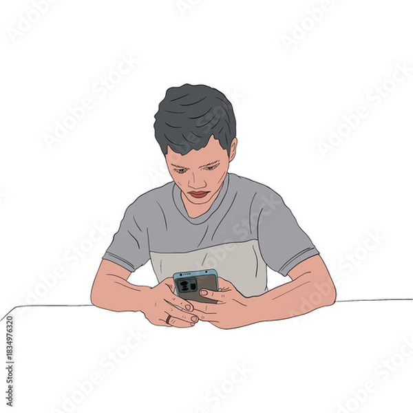 Obraz Boy playing smartphone