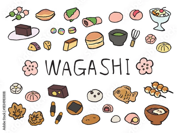 Obraz 和菓子のイラストセット