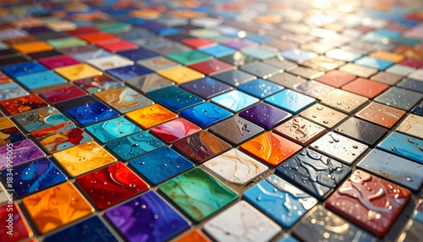 Obraz カラフルなタイルの背景素材