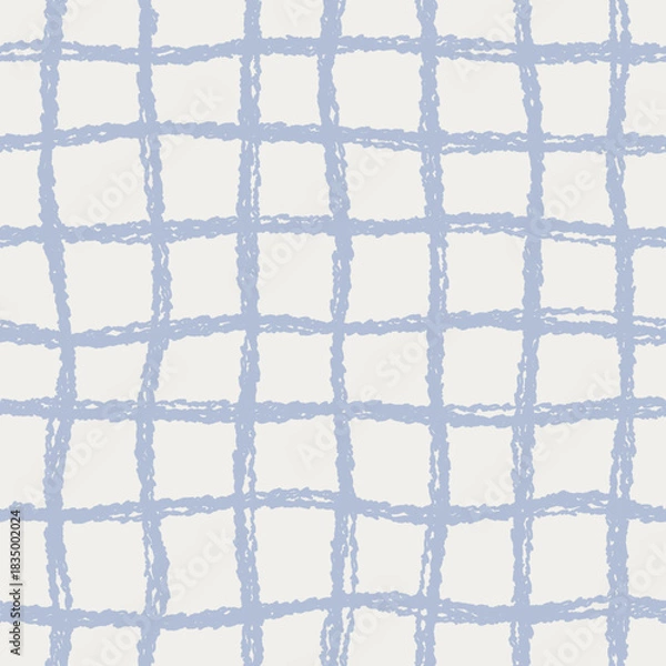 Obraz Abstract seamless blue checkered pattern on light background; pencil, chalk, charcoal; simple cute hand-drawn vector illustration, drawing, flat style; Color of the year 2026 - Cloud Dancer