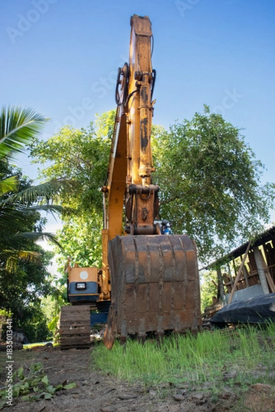 Obraz excavator at work site front view