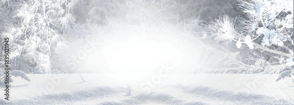 Obraz Winter forest. Winter abstract blurry backdrop. Copy space