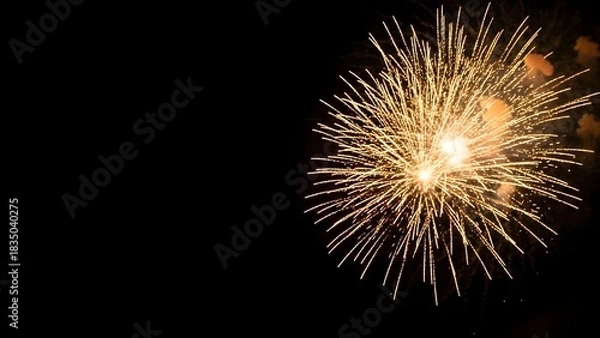 Obraz Golden fireworks exploding in the night sky celebration event