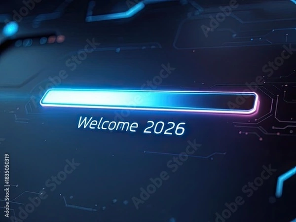 Fototapeta Loading bar with welcome message for year 2026