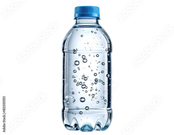 Fototapeta Water bottle with clear liquid and bubbles