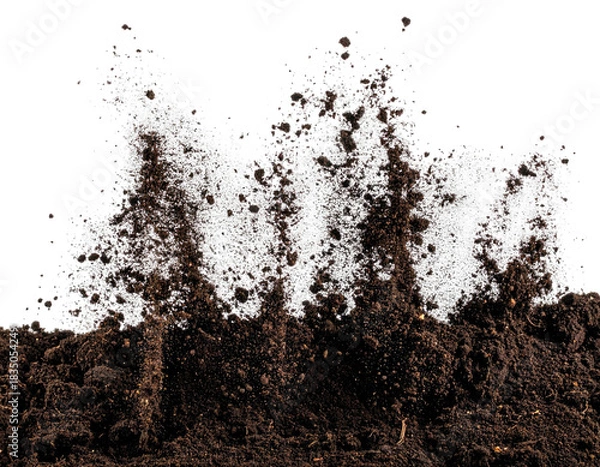 Fototapeta Dirt clod exploding, white dust cloud