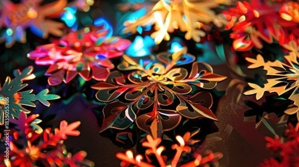 Fototapeta Christmas snowflake paper-cut material